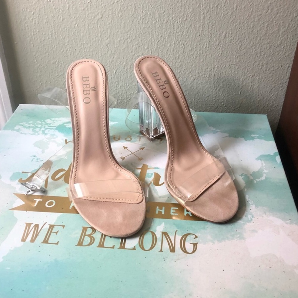 “Glass slipper” strappy heels